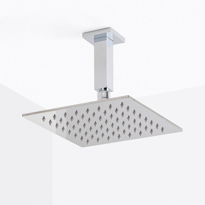 Devon Complete Square Shower Head - Ceiling Mount - 8" Brass/Polished Chrome