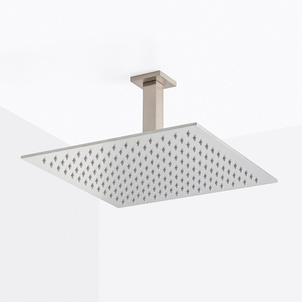 Devon Complete Square Shower Head - Ceiling Mount - 12" Brass/Brushed Nickel