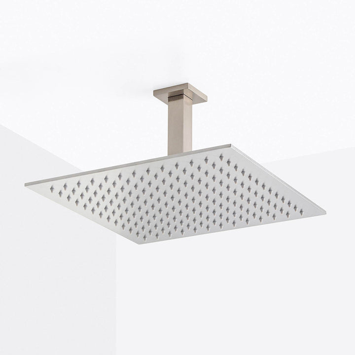 Devon Complete Square Shower Head - Ceiling Mount - 12" Brass/Brushed Nickel