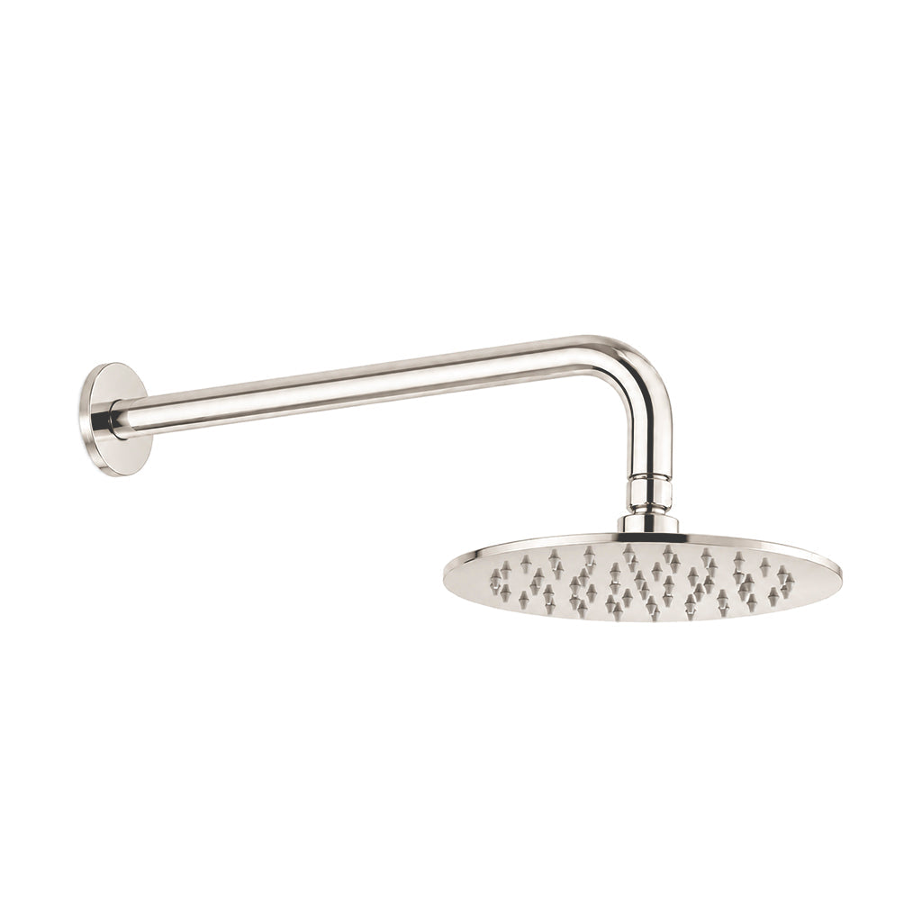 Metro Complete Round Shower Head - Wall Mount - 8" Brass/Polished Nickel