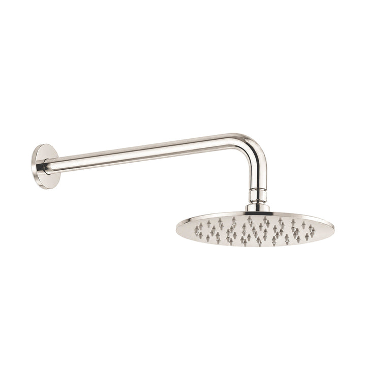 Metro Complete Round Shower Head - Wall Mount - 8" Brass/Polished Nickel