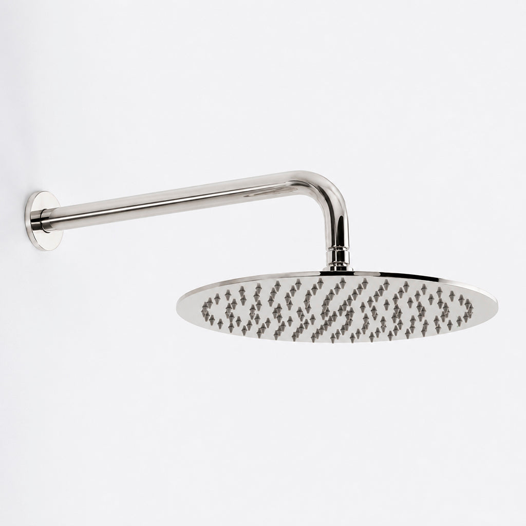 Metro Complete Round Shower Head - Wall Mount - 12" Brass/Polished Nickel