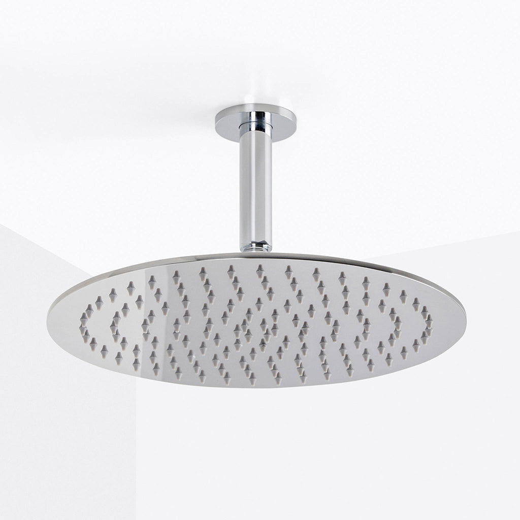 Metro Complete Round Shower Head - Ceiling Mount - 12" Brass/Polished Chrome