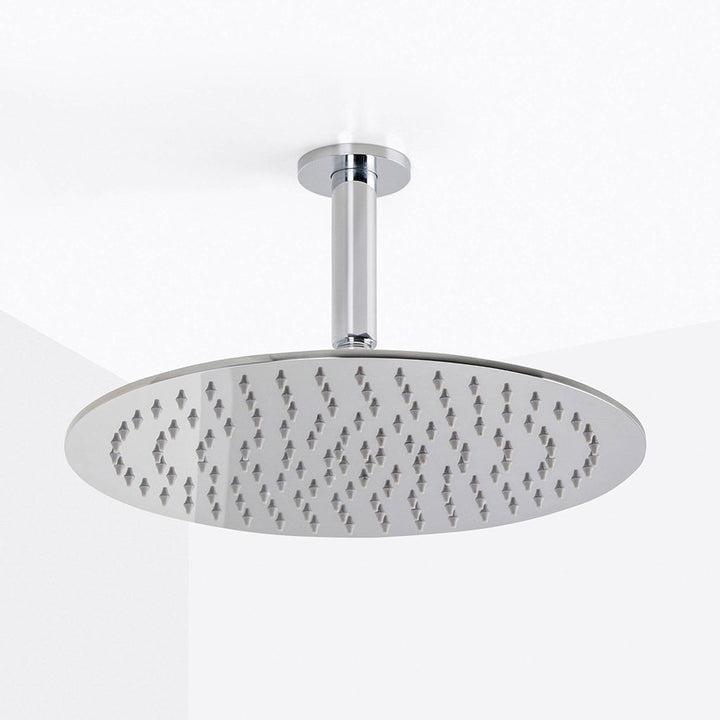 Metro Complete Round Shower Head - Ceiling Mount - 12" Brass/Polished Chrome