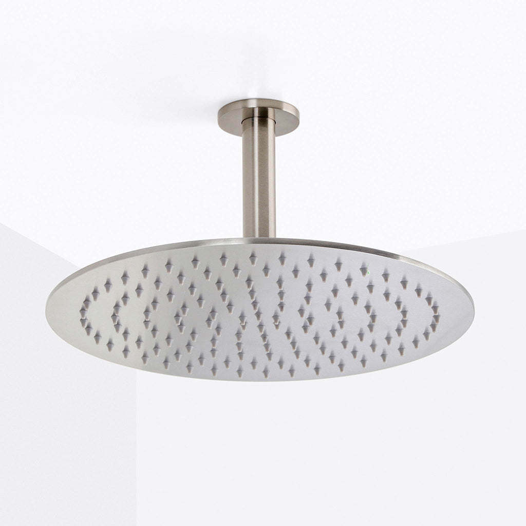 Metro Complete Round Shower Head - Ceiling Mount - 12" Brass/Brushed Nickel