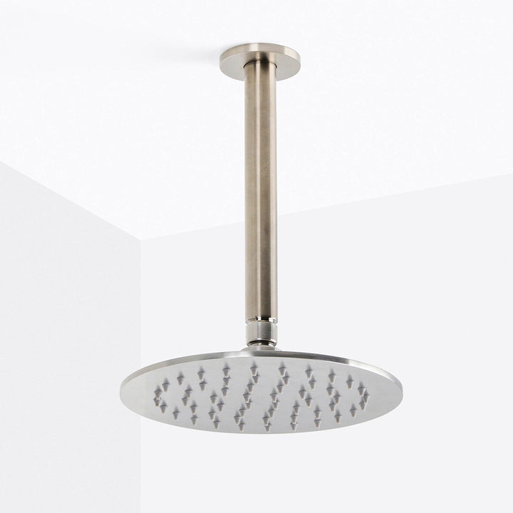 Metro Complete Round Shower Head - Ceiling Mount - 8" Brass/Brushed Nickel