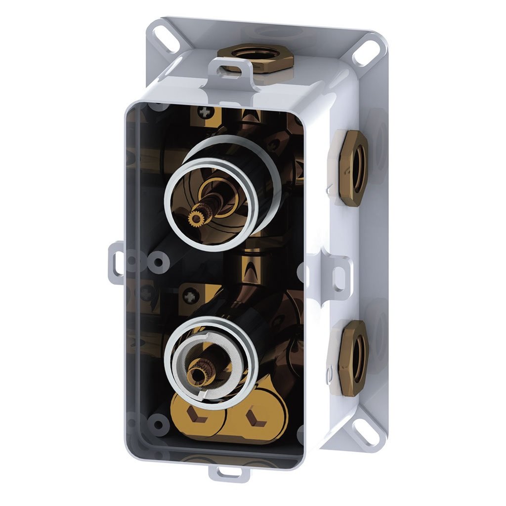 Devon Thermostatic 2-3 Way Shower Mixer - Wall Mount - 4" Brass/Polished Chrome