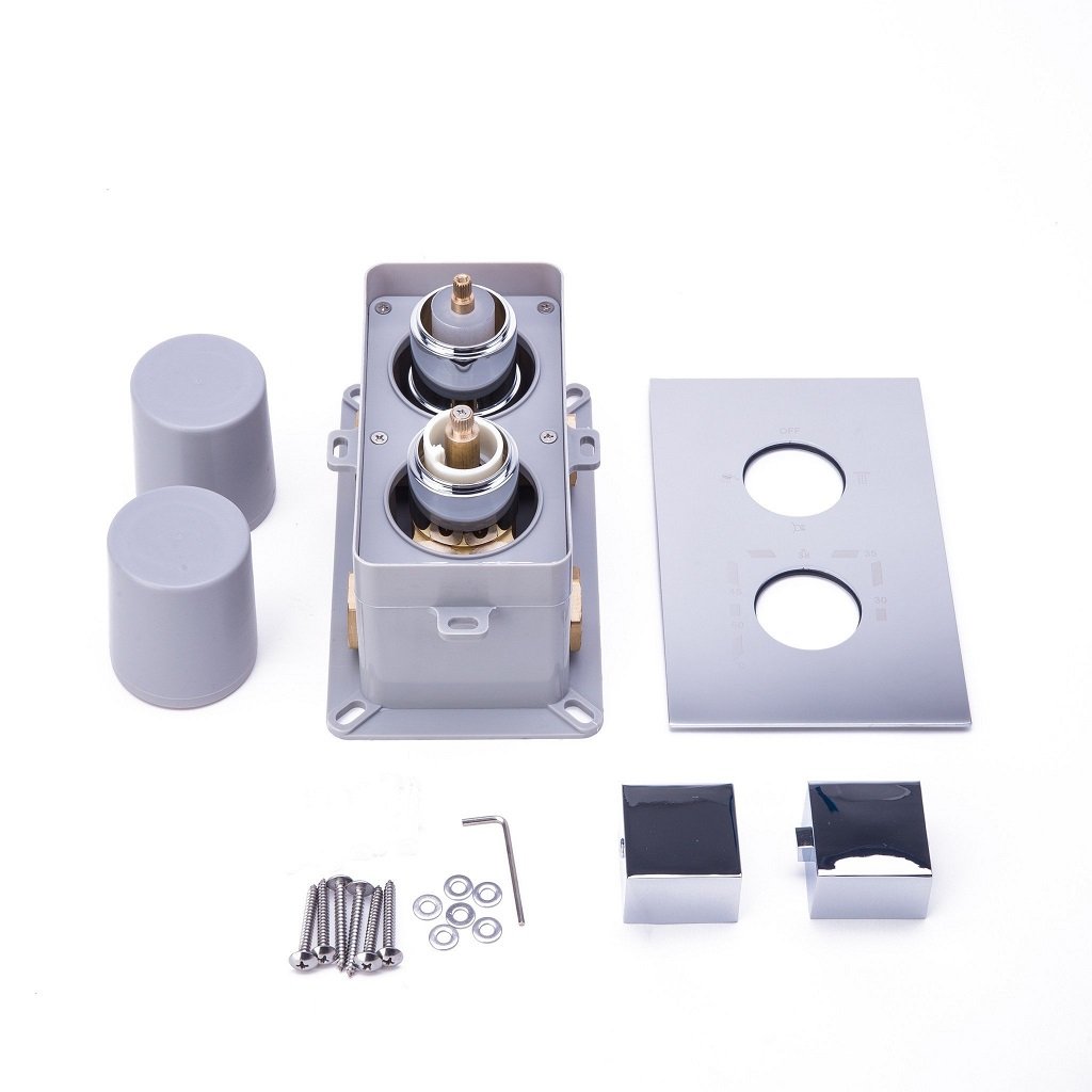 Devon Thermostatic 2-3 Way Shower Mixer - Wall Mount - 4" Brass/Brushed Nickel