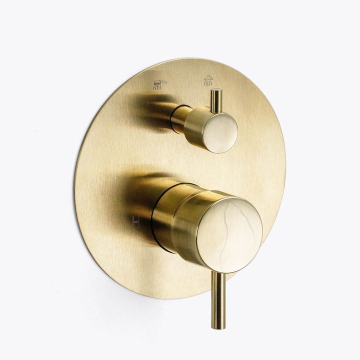 Metro 2 Way Pressure Balance Shower Mixer - Wall Mount - 7" Brass/Satin Brass