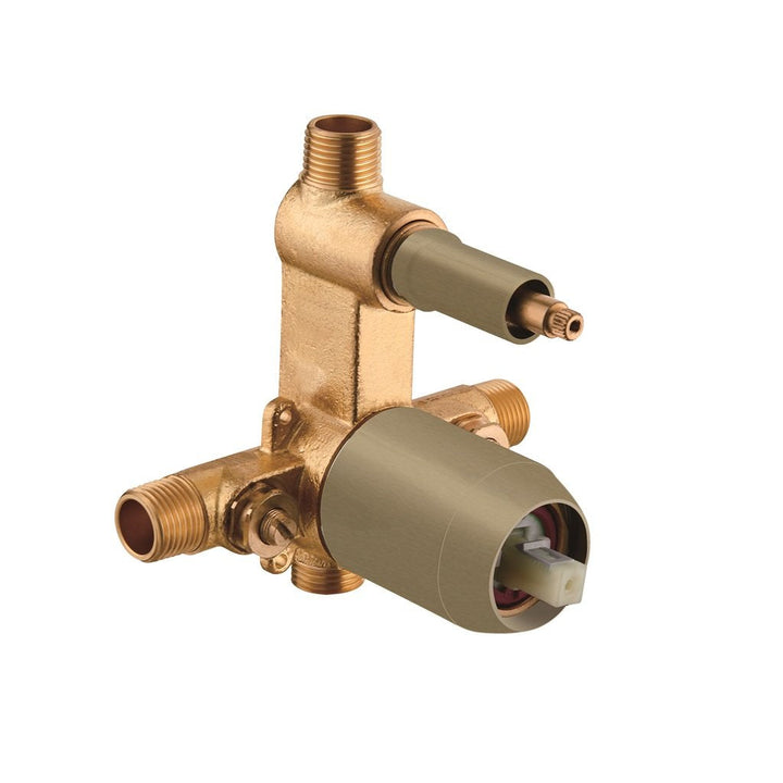 Metro 2 Way Pressure Balance Shower Mixer - Wall Mount - 7" Brass/Satin Brass