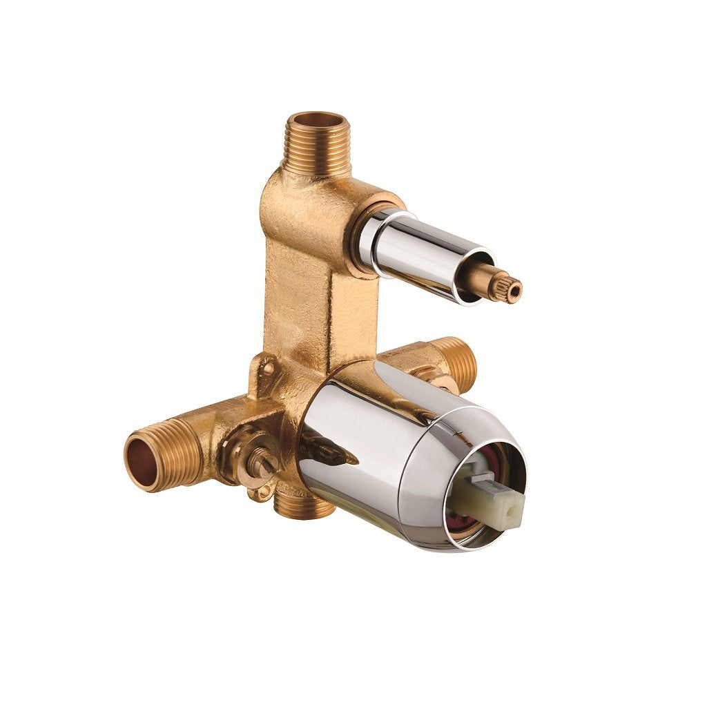 Metro 2 Way Pressure Balance Shower Mixer - Wall Mount - 2" Brass/Polished Chrome