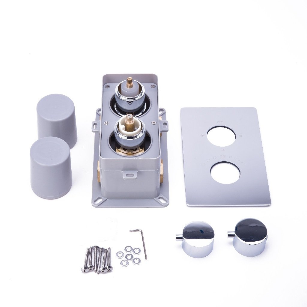 Metro Thermostatic 2-3 Way Shower Mixer - Wall Mount - 4" Brass/Brushed Nickel