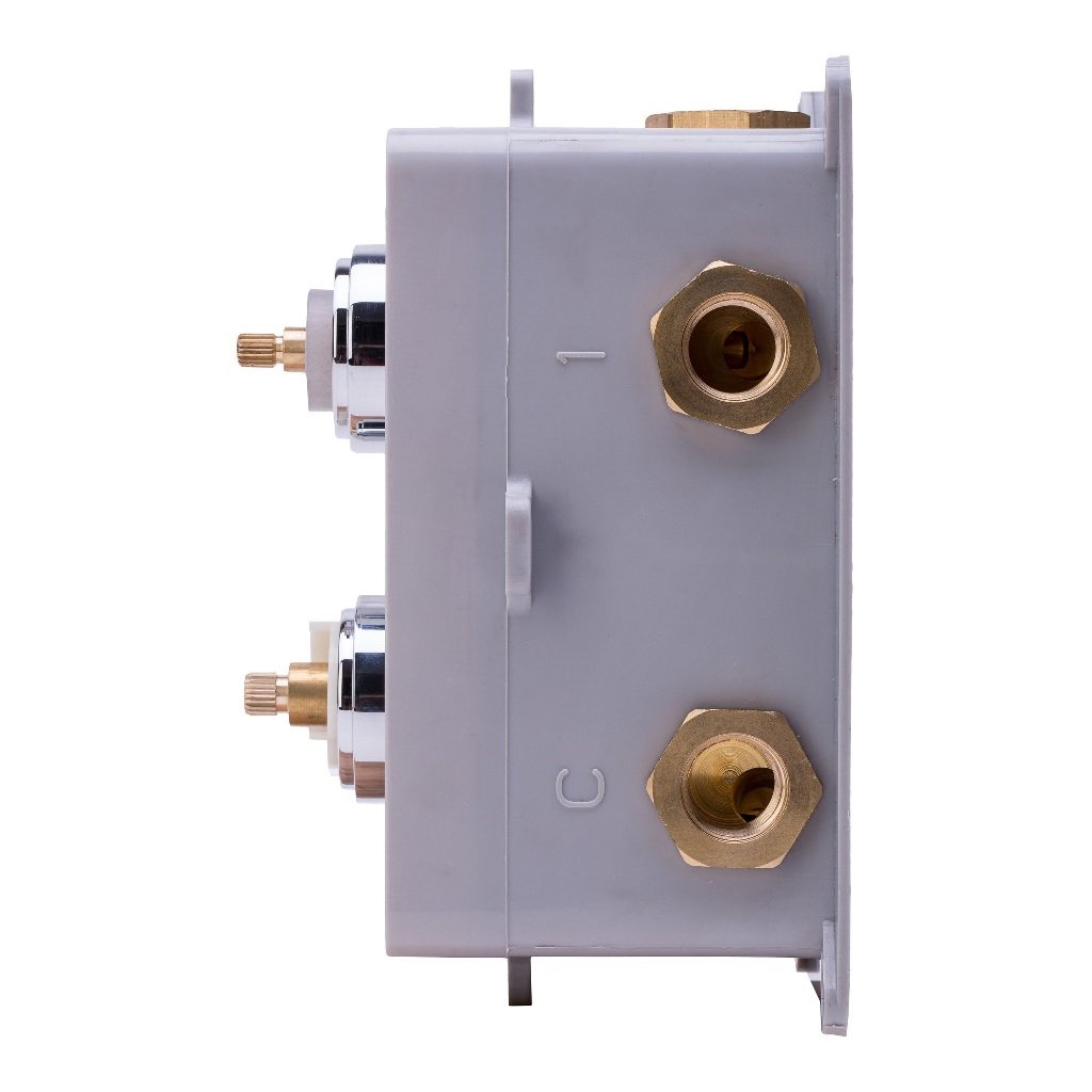 Metro Thermostatic 2-3 Way Shower Mixer - Wall Mount - 4" Brass/Satin Brass