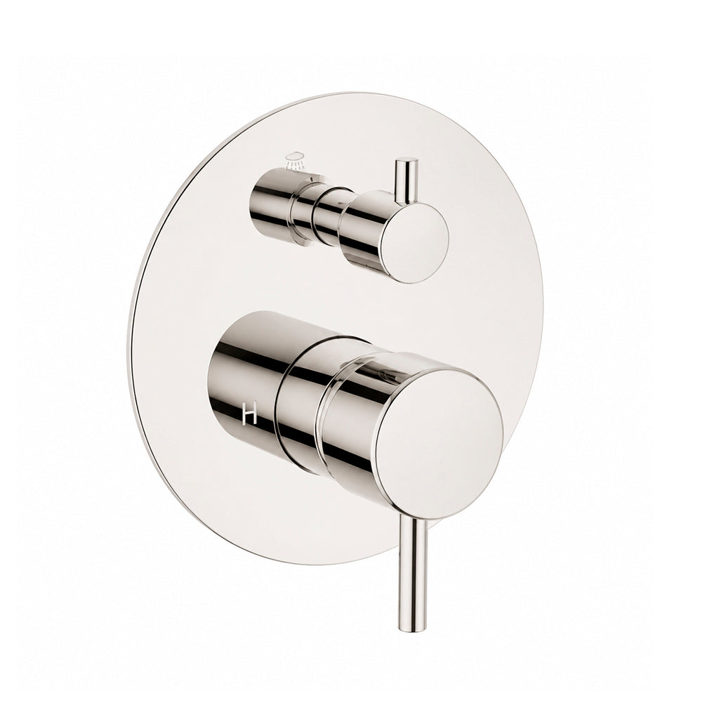 Metro 2 Way Pressure Balance Shower Mixer - Wall Mount - 7" Brass/Polished Nickel