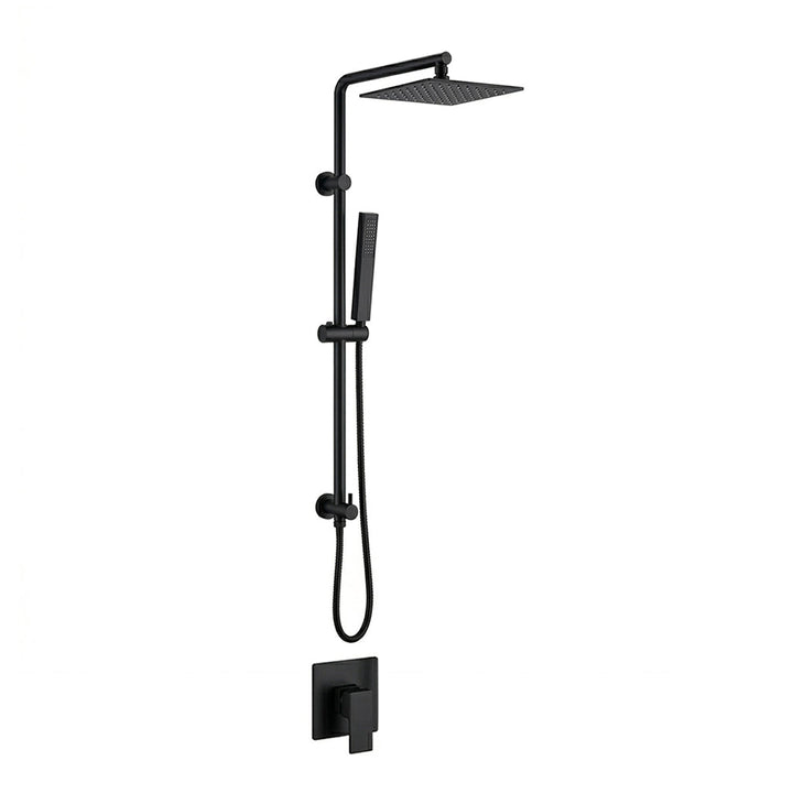 Devon 2 Way Pressure Balance Shower Column Set with Shower Head &amp; Hand Shower - Wall Mount - 8" Brass/Matt Black