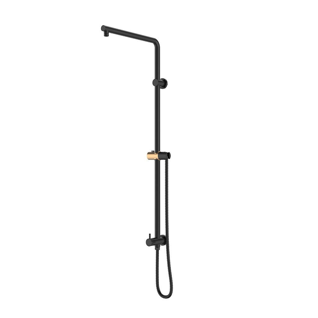 Devon 2 Way Pressure Balance Shower Column Set with Shower Head &amp; Hand Shower - Wall Mount - 12" Brass/Matt Black