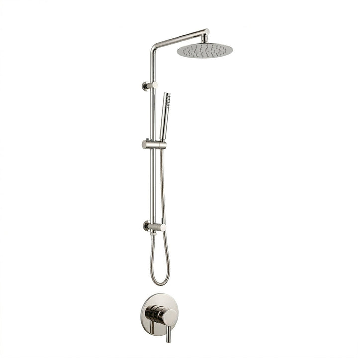 Metro 2 Way Pressure Balance Shower Column Set with Shower Head &amp; Hand Shower - Wall Mount - 8" Brass/Polished Nickel