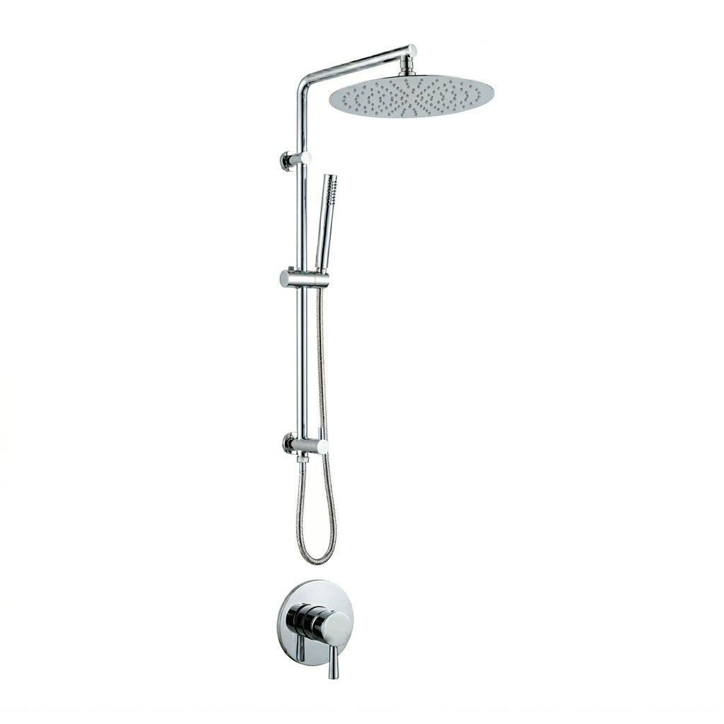 Metro 2 Way Pressure Balance Shower Column Set with Shower Head &amp; Hand Shower - Wall Mount - 12" Brass/Polished Chrome