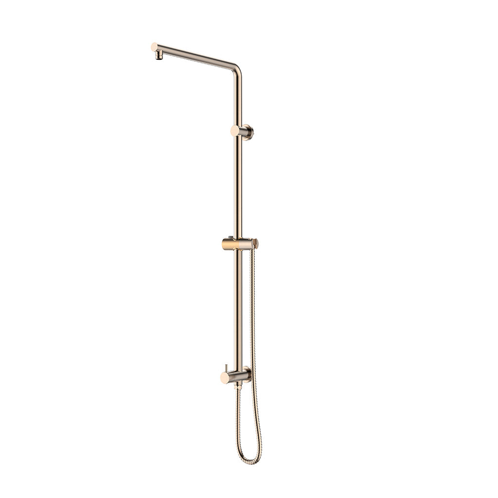 Metro 2 Way Pressure Balance Shower Column Set with Shower Head &amp; Hand Shower - Wall Mount - 12" Brass/Brushed Nickel