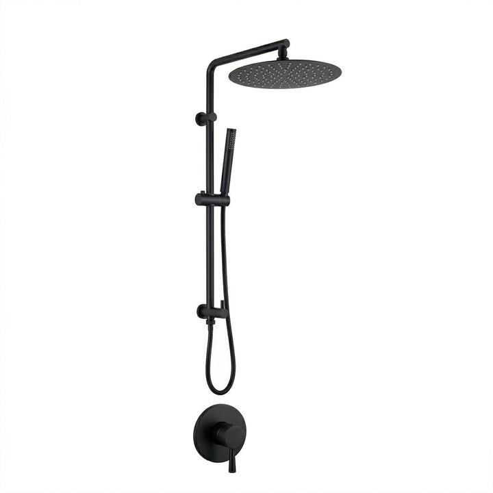 Metro 2 Way Pressure Balance Shower Column Set with Shower Head &amp; Hand Shower - Wall Mount - 12" Brass/Matt Black