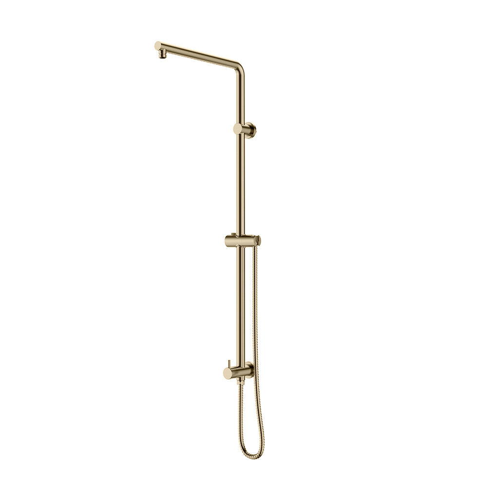 Metro 2 Way Pressure Balance Shower Column Set with Shower Head &amp; Hand Shower - Wall Mount - 12" Brass/Satin Brass