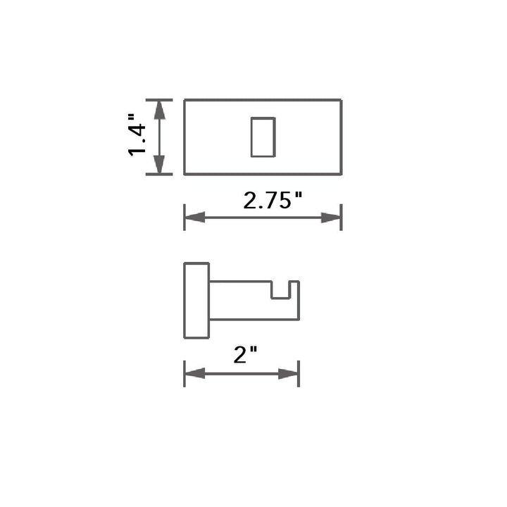 Luk 2 Single Hook - Wall Mount - 2" Brass/Polished Chrome