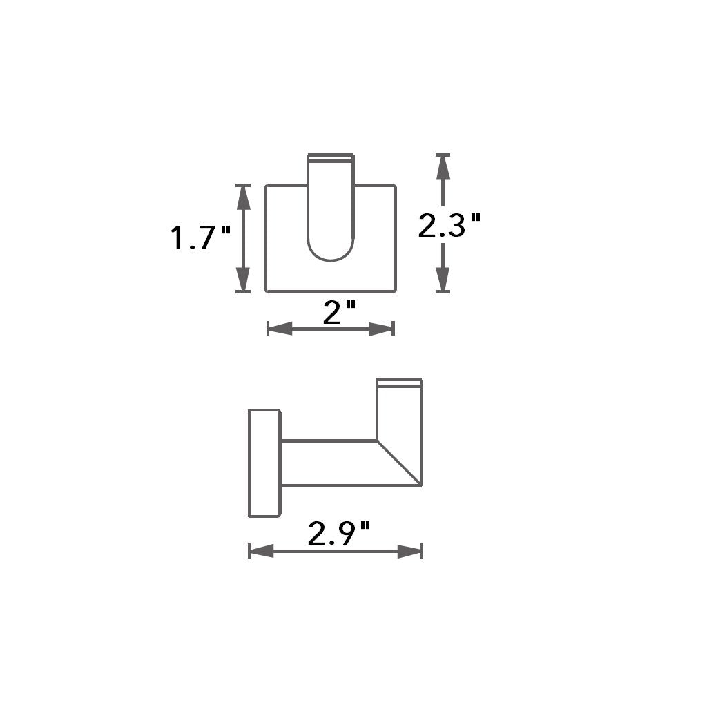 Zurich Single Hook - Wall Mount - 2" Brass/Matt Black