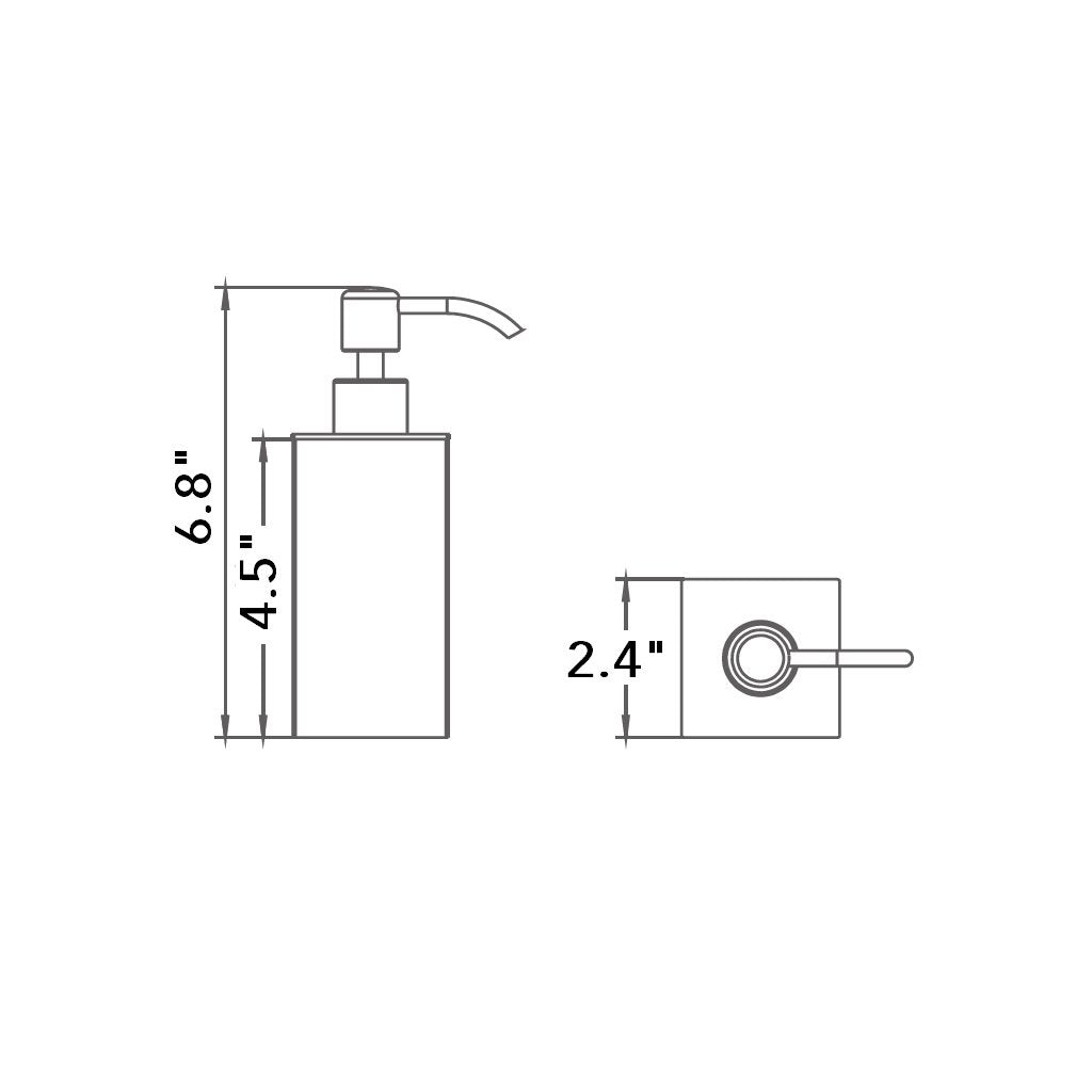Cubic Soap Dispenser - Free Standing - 7" Brass/Matt Black