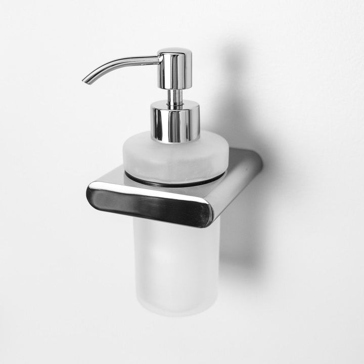 Moon Soap Dispenser - Wall Mount - 3" Brass/Glass/Polished Chrome