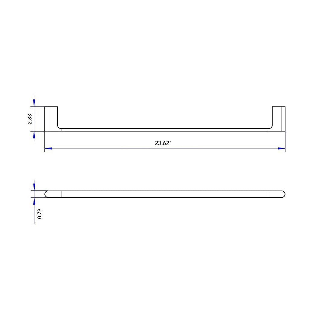 Moon Single Towel Bar - Wall Mount - 24" Brass/Satin Brass