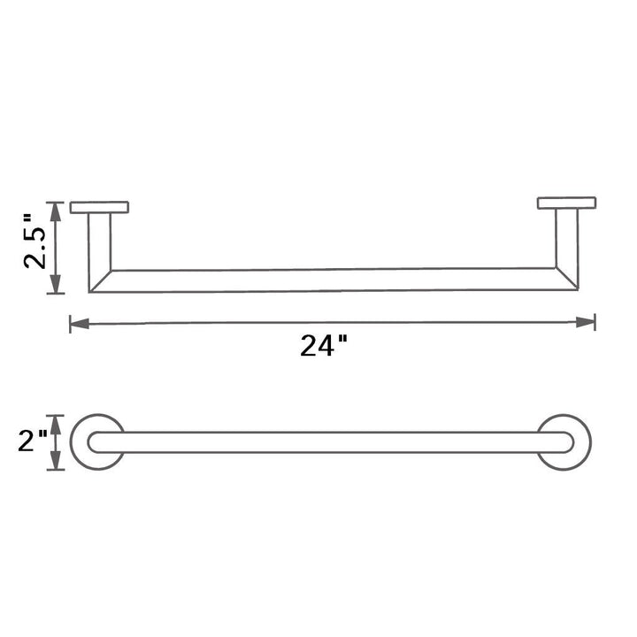 Munich Single Towel Bar - Wall Mount - 24" Brass/Matt Black