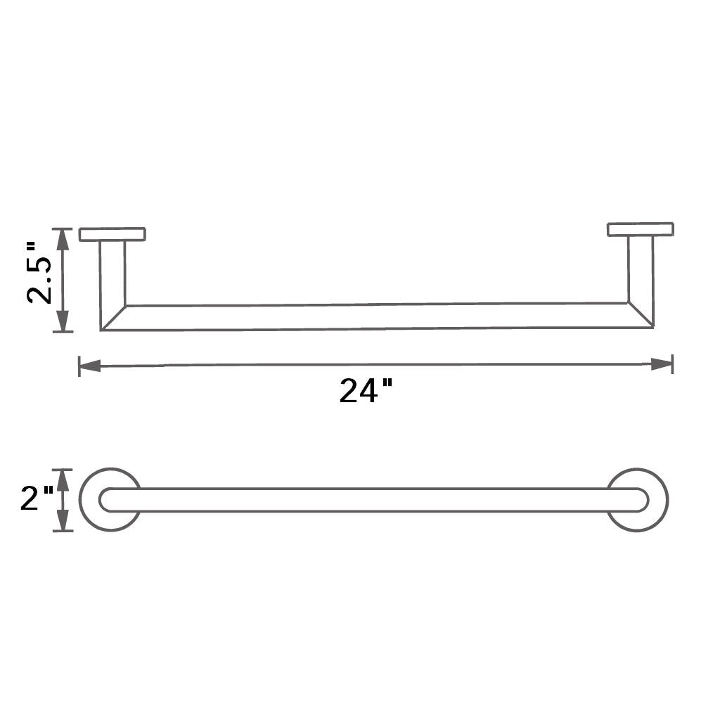 Munich Single Towel Bar - Wall Mount - 24" Brass/Satin Brass