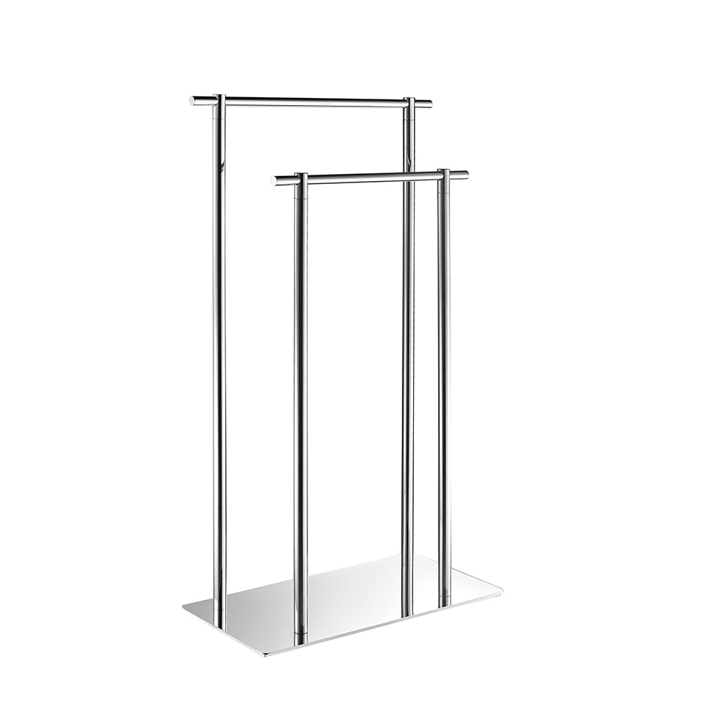 Munich Double Towel Bar - Free Standing - 33" Brass/Polished Chrome