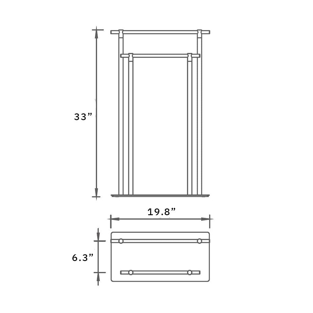 Munich Double Towel Bar - Free Standing - 33" Brass/Polished Chrome