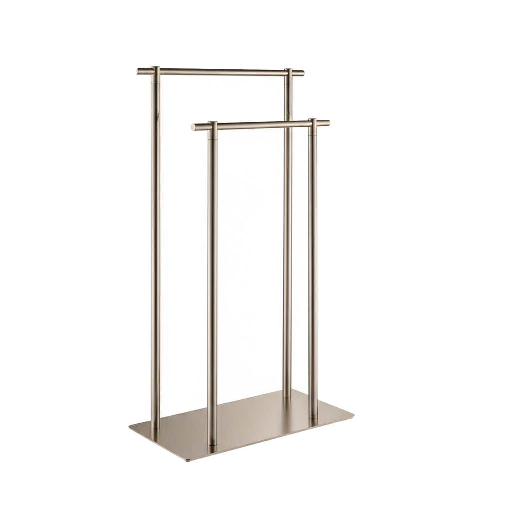 Munich Double Towel Bar - Free Standing - 33" Brass/Brushed Nickel