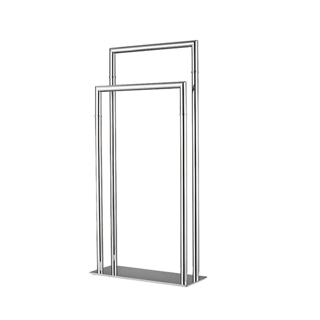 Zurich Double Towel Bar - Free Standing - 33" Brass/Polished Chrome