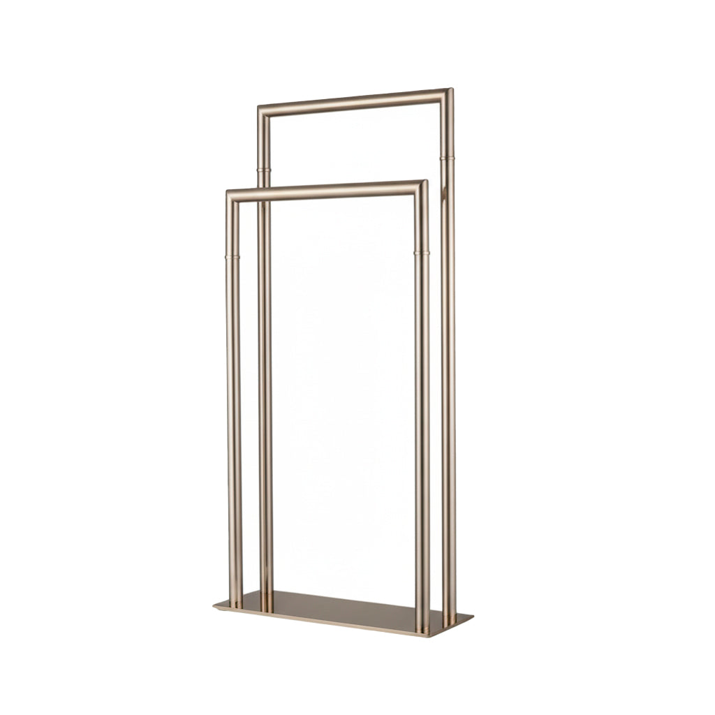 Zurich Double Towel Bar - Free Standing - 33" Brass/Brushed Nickel