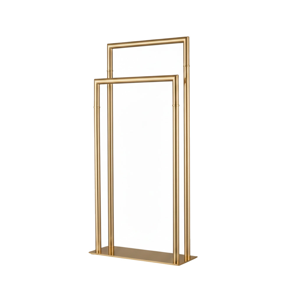 Zurich Double Towel Bar - Free Standing - 33" Brass/Satin Brass
