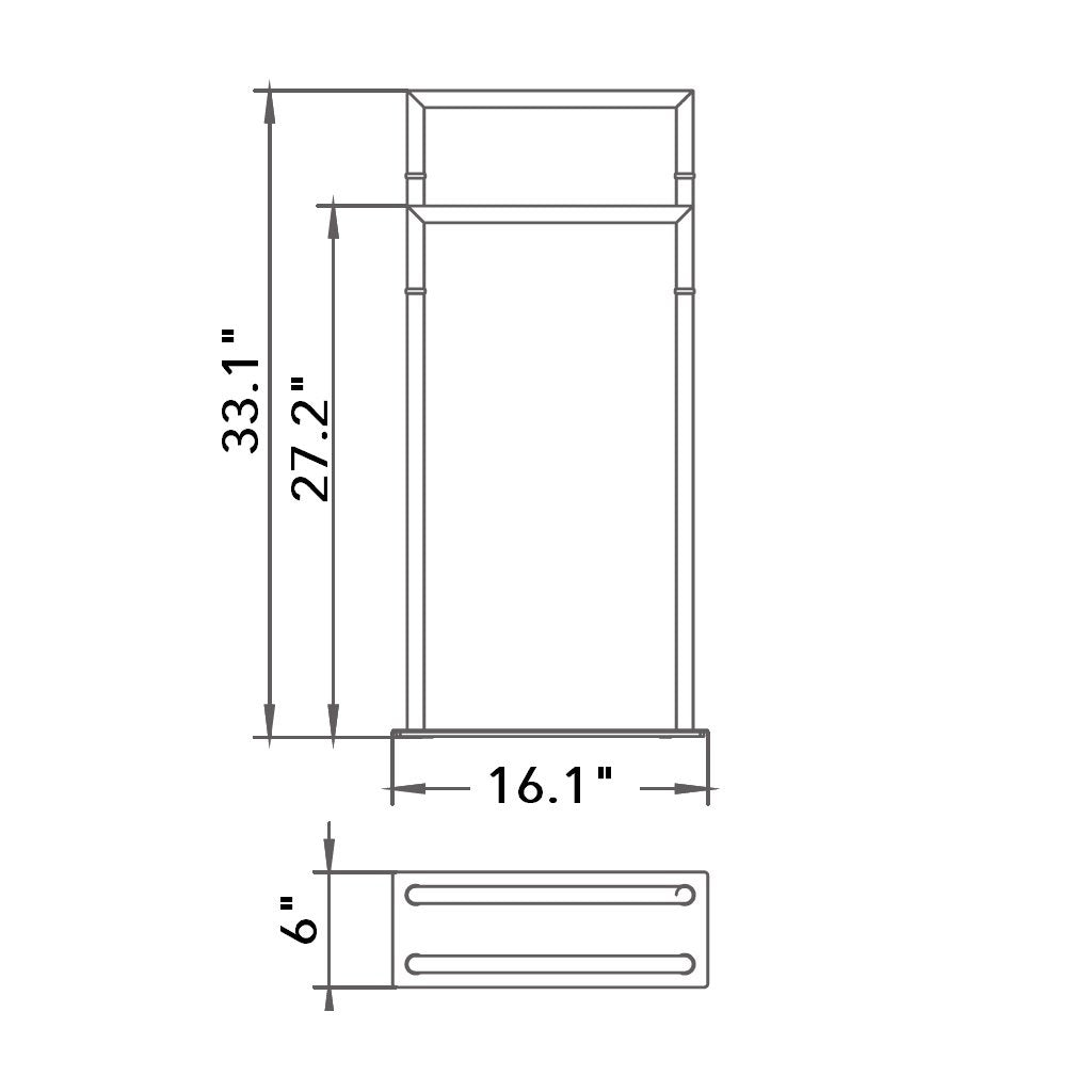 Zurich Double Towel Bar - Free Standing - 33" Brass/Polished Nickel