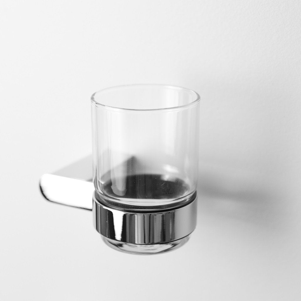 Moon Toothbrush Holder - Wall Mount - 4" Brass/Glass/Polished Chrome