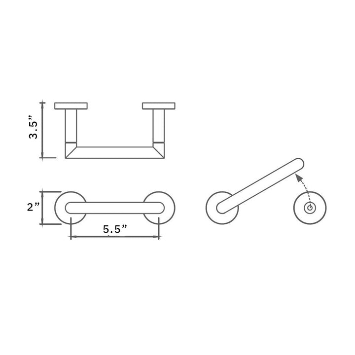 Munich Pivoting Toilet Paper Holder - Wall Mount - 6" Brass/Matt Black