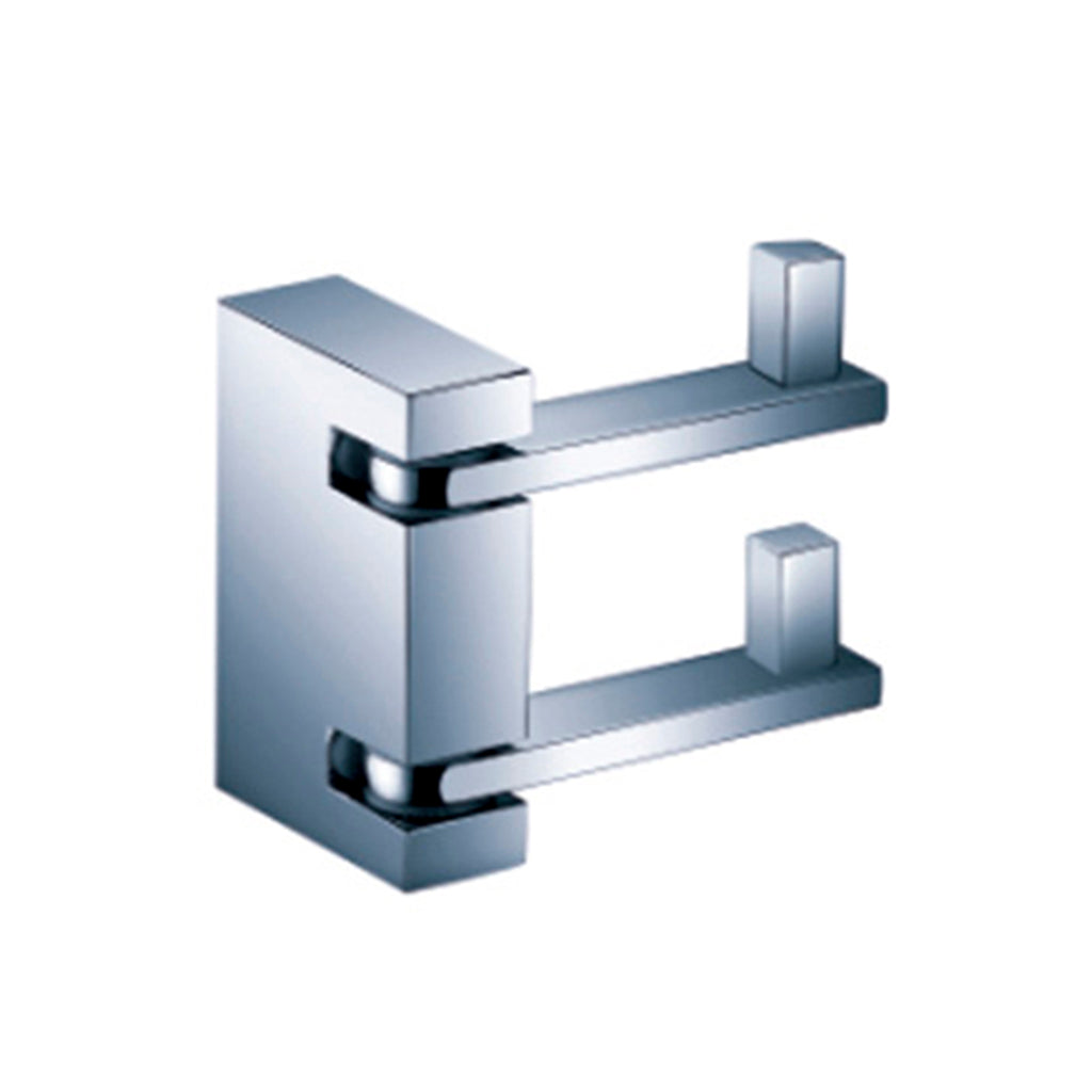 Zero Double Hook - Wall Mount - 4" Brass/Polished Chrome