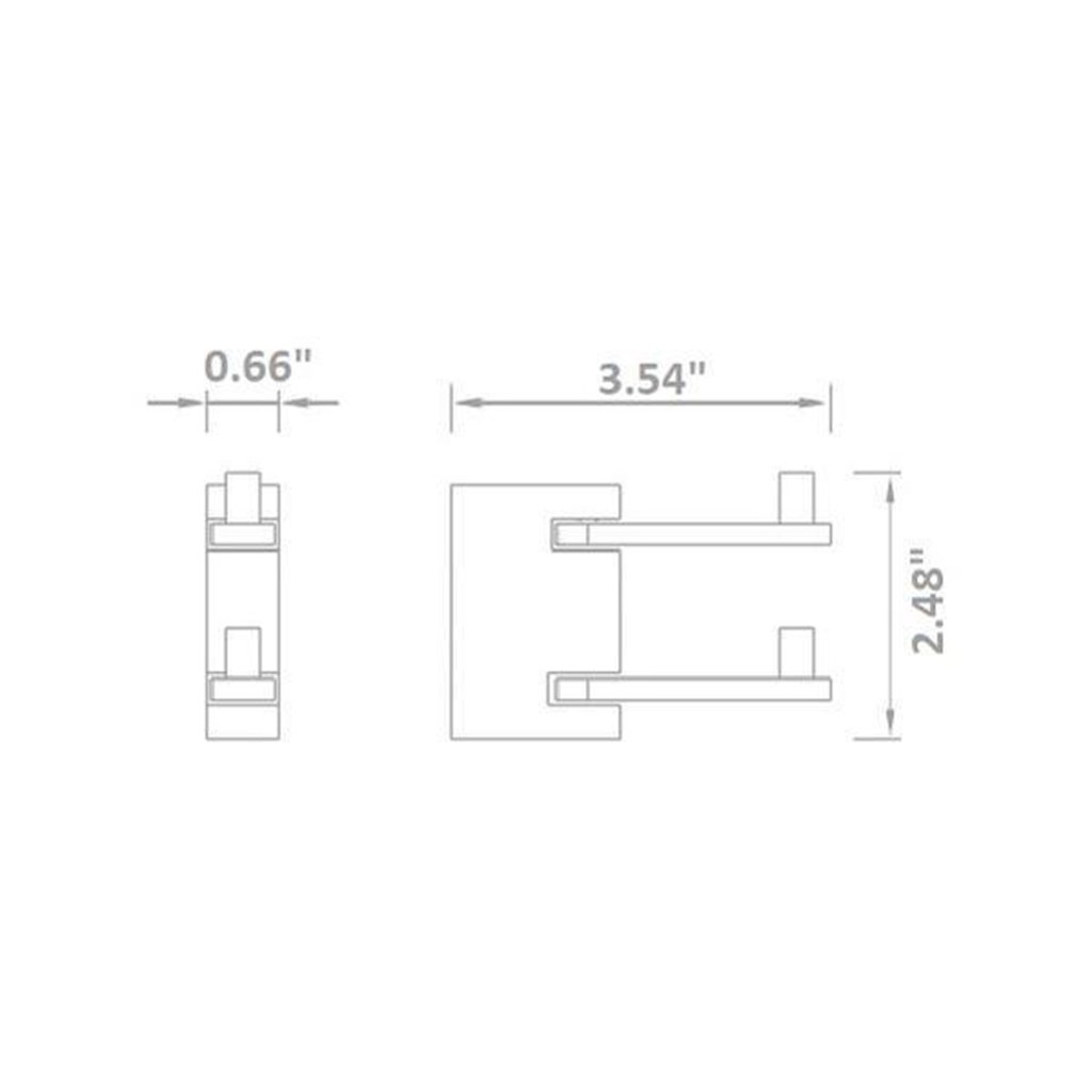 Zero Double Hook - Wall Mount - 4" Brass/Polished Chrome