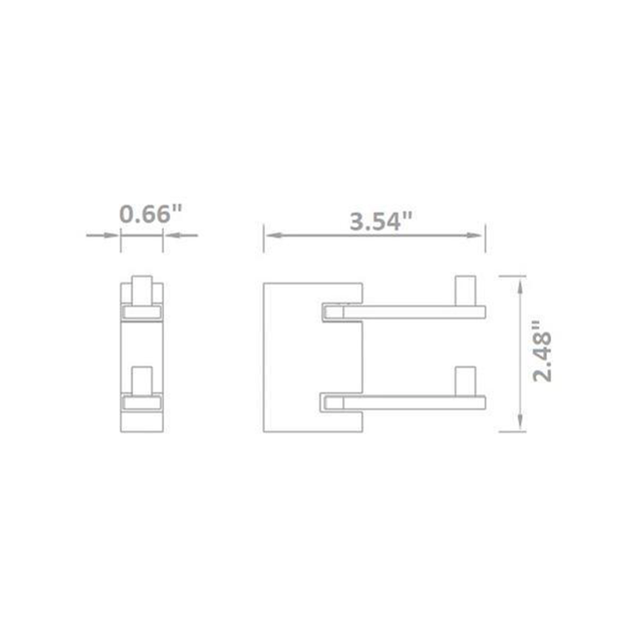 Zero Double Hook - Wall Mount - 4" Brass/Polished Chrome