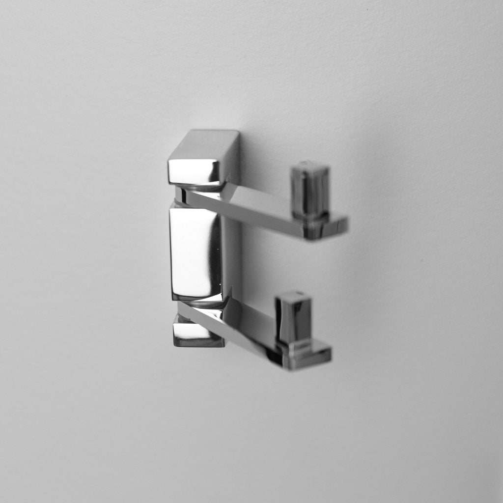 Zero Double Hook - Wall Mount - 4" Brass/Polished Chrome