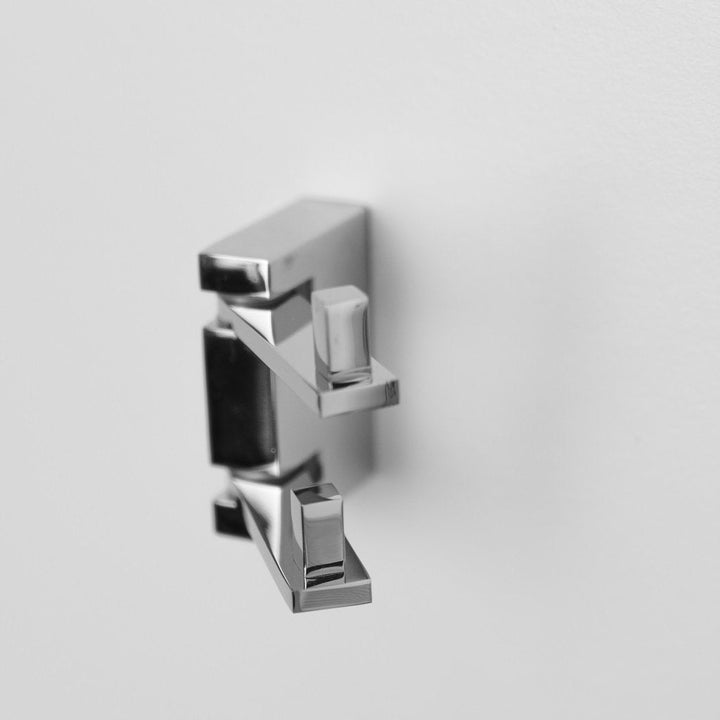 Zero Double Hook - Wall Mount - 4" Brass/Polished Chrome