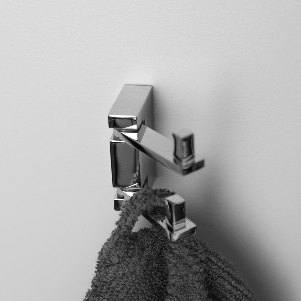 Zero Double Hook - Wall Mount - 4" Brass/Polished Chrome