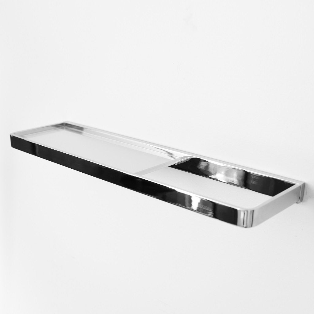 Theme Shelf With Towel Bar - Wall Mount - 21" Brass/Glass/Polished Chrome