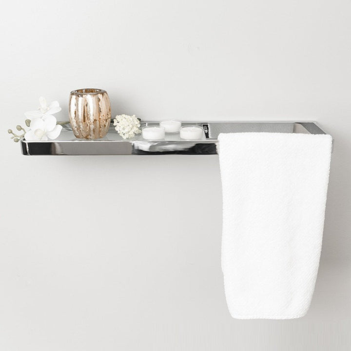 Theme Shelf With Towel Bar - Wall Mount - 21" Brass/Glass/Polished Chrome