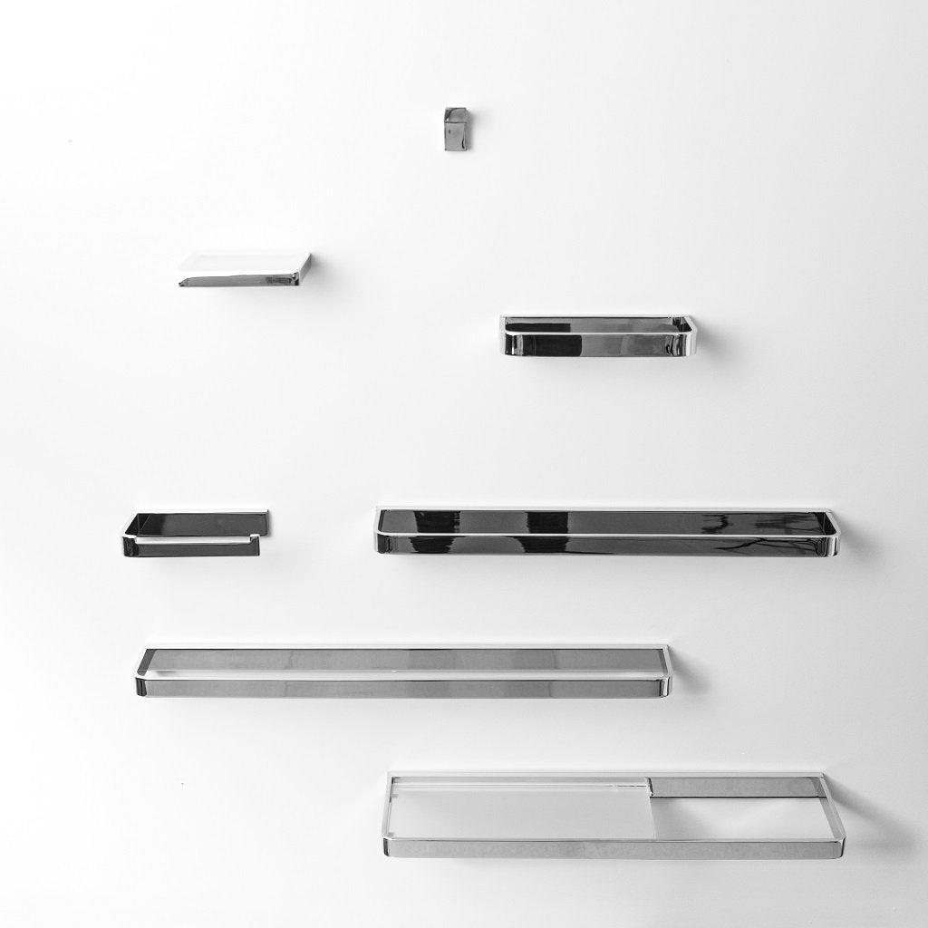 Theme Shelf With Towel Bar - Wall Mount - 21" Brass/Glass/Polished Chrome